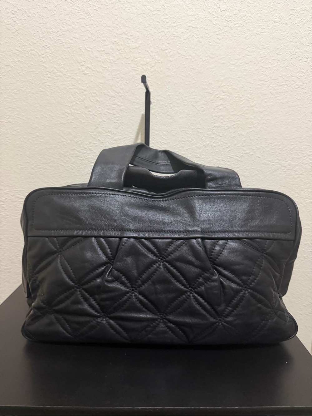 MCM Black Quilted Leather Tote with Tassel Charm - Picture 4 of 7